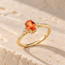 Load image into Gallery viewer, Orange Sapphire &amp; Diamond Gold Ring