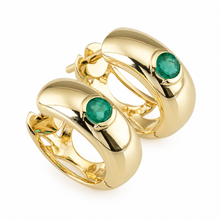 Load image into Gallery viewer, Natural Emerald Huggie Earrings