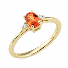 Load image into Gallery viewer, Orange Sapphire &amp; Diamond Gold Ring